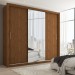 Guarda-Roupa Casal Hamburgo 3 Portas 4 Gavetas com Espelho Marrom - Panorama Móveis