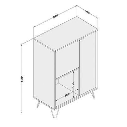 Aparador Cayman 2 Portas 1 Prateleira Branco/Legno Salinas - Politorno