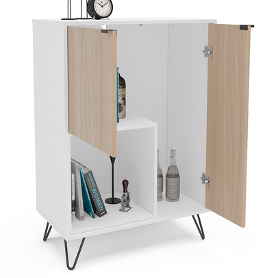 Aparador Cayman 2 Portas 1 Prateleira Branco/Legno Salinas - Politorno