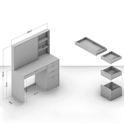 Penteadeira Blum 5 Gavetas 2 Prateleiras Branco - Politorno