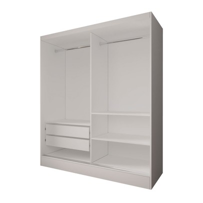 Guarda-Roupa Solteiro La Paz 2 Portas 2 Gavetas com Espelho Branco - Panorama Móveis