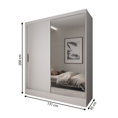 Guarda-Roupa Solteiro La Paz 2 Portas 2 Gavetas com Espelho Branco - Panorama Móveis