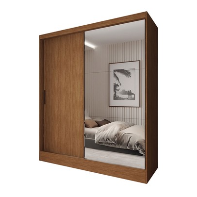 Guarda-Roupa Solteiro La Paz 2 Portas 2 Gavetas com Espelho Cinamomo - Panorama Móveis