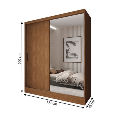 Guarda-Roupa Solteiro La Paz 2 Portas 2 Gavetas com Espelho Cinamomo - Panorama Móveis