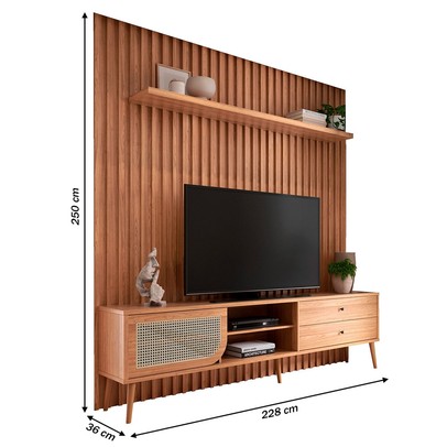 Rack com Painel para TV Até 75 Polegadas 1 Porta 2 Gavetas Freijó Tb323 Jj - Dalla Costa