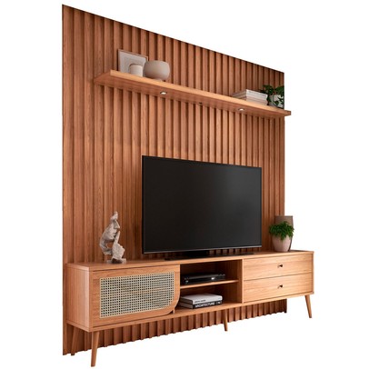 Rack com Painel para TV Até 75 Polegadas 1 Porta 2 Gavetas com Led Freijó Tb323l Jj - Dalla Costa