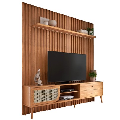 Rack com Painel para TV Até 75 Polegadas 1 Porta 2 Gavetas com Led Freijó Tb323f Jj - Dalla Costa