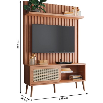 Rack com Painel para TV Até 55 Polegadas 1 Porta 1 Prateleira Freijó Tb324 Jj - Dalla Costa