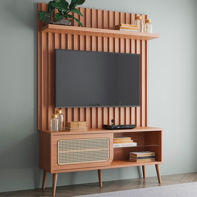 Rack com Painel para TV Até 55 Polegadas 1 Porta 1 Prateleira Freijó Tb324 Jj - Dalla Costa