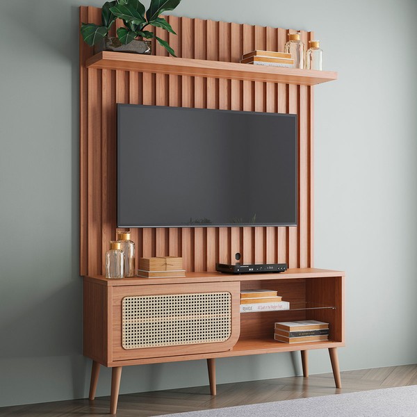 Rack com Painel para TV Até 55 Polegadas 1 Porta 1 Prateleira Freijó Tb324 Jj - Dalla Costa