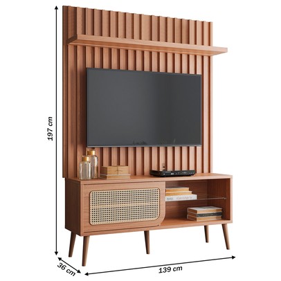 Rack com Painel para TV Até 55 Polegadas 1 Porta 1 Prateleira com Led Freijó Tb324f Jj - Dalla Costa