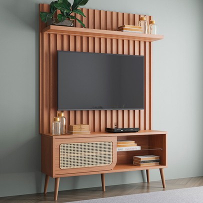 Rack com Painel para TV Até 55 Polegadas 1 Porta 1 Prateleira com Led Freijó Tb324f Jj - Dalla Costa