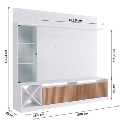Estante para TV Até 60 Polegadas Capri 3 Portas Branco/Brise - Quiditá Móveis