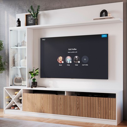 Estante para TV Até 60 Polegadas Capri 3 Portas Branco/Brise - Quiditá Móveis