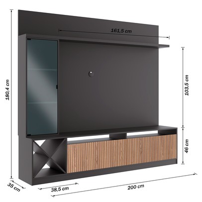 Estante para TV Até 60 Polegadas Capri 3 Portas Grafite/Brise - Quiditá Móveis