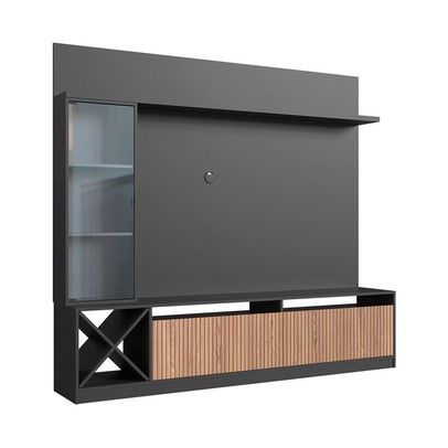 Estante para TV Até 60 Polegadas Capri 3 Portas Grafite/Brise - Quiditá Móveis