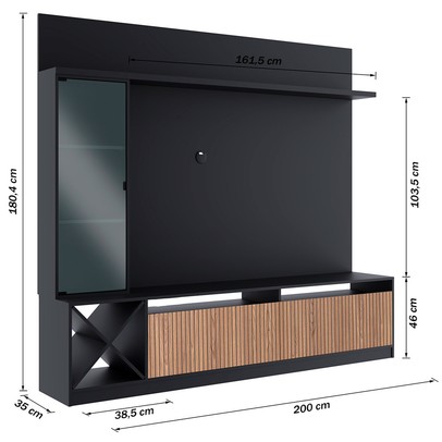 Estante para TV Até 60 Polegadas Capri 3 Portas Preto/Brise - Quiditá Móveis