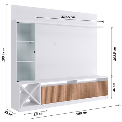 Estante para TV Até 50 Polegadas Turim 3 Portas Branco/Brise - Quiditá Móveis
