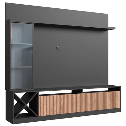 Estante para TV Até 50 Polegadas Turim 3 Portas Grafite/Brise - Quiditá Móveis