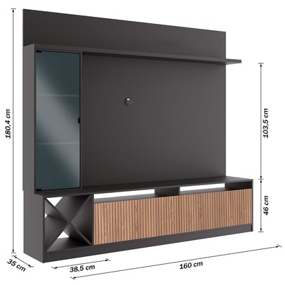 Estante para TV Até 50 Polegadas Turim 3 Portas Grafite/Brise - Quiditá Móveis