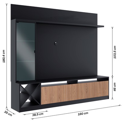 Estante para TV Até 50 Polegadas Turim 3 Portas Preto/Brise - Quiditá Móveis