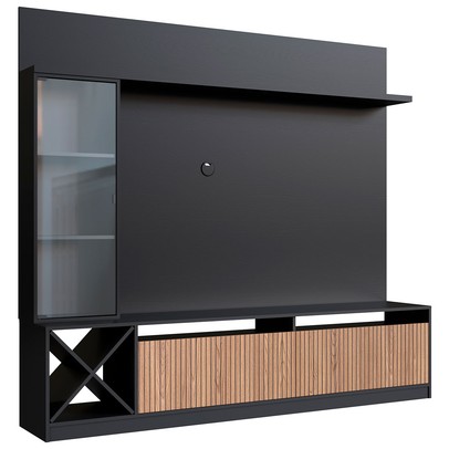 Estante para TV Até 50 Polegadas Turim 3 Portas Preto/Brise - Quiditá Móveis