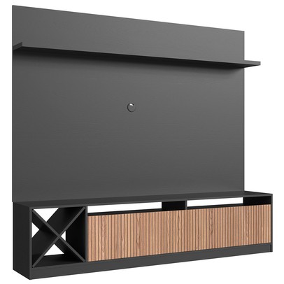 Estante para TV Até 60 Polegadas Trento 2 Portas Grafite/Brise - Quiditá Móveis