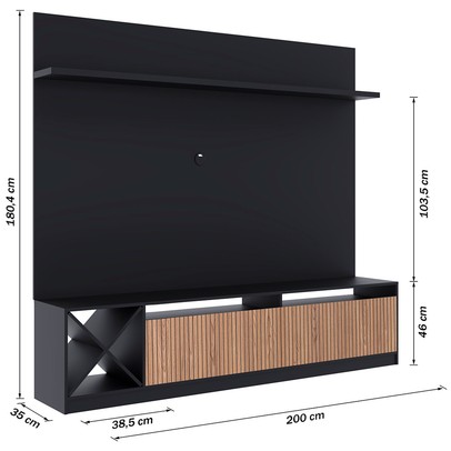 Estante para TV Até 60 Polegadas Trento 2 Portas Preto/Brise - Quiditá Móveis
