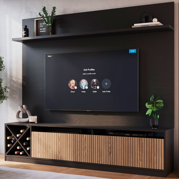 Estante para TV Até 60 Polegadas Trento 2 Portas Preto/Brise - Quiditá Móveis