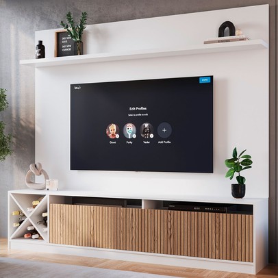 Estante para TV Até 50 Polegadas Roma 2 Portas Branco/Brise - Quiditá Móveis