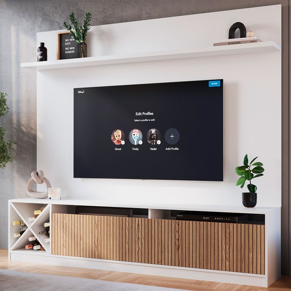 Estante para TV Até 50 Polegadas Roma 2 Portas Branco/Brise - Quiditá Móveis