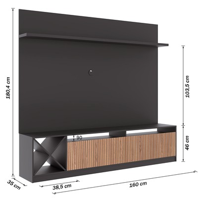 Estante para TV Até 50 Polegadas Roma 2 Portas Grafite/Brise - Quiditá Móveis
