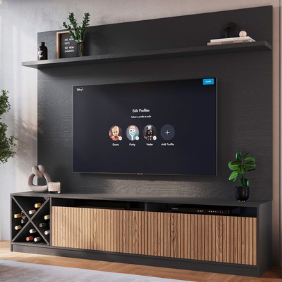 Estante para TV Até 50 Polegadas Roma 2 Portas Grafite/Brise - Quiditá Móveis