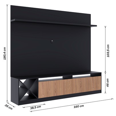 Estante para TV Até 50 Polegadas Roma 2 Portas Preto/Brise - Quiditá Móveis