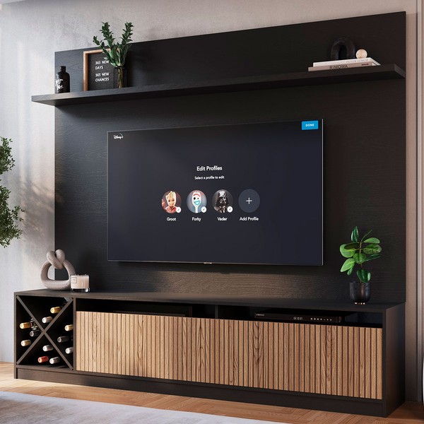 Estante para TV Até 50 Polegadas Roma 2 Portas Preto/Brise - Quiditá Móveis