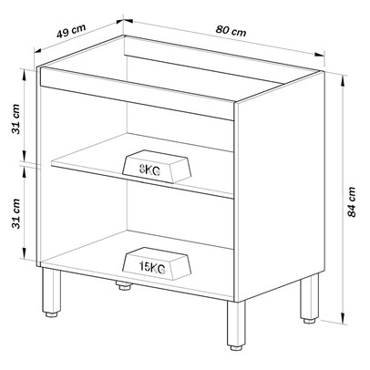 Armário de Cozinha 80 Cm 2 Portas 1 Prateleira Fumê - Quiditá Móveis