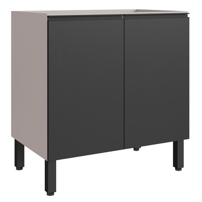 Armário de Cozinha 80 Cm 2 Portas 1 Prateleira Fumê/Grafite - Quiditá Móveis