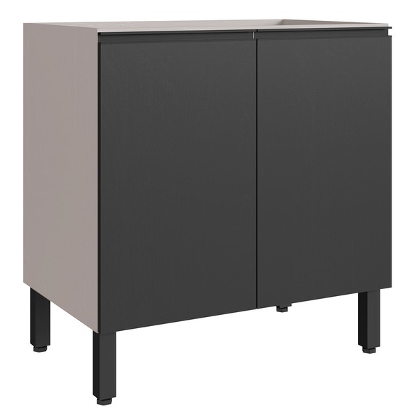 Armário de Cozinha 80 Cm 2 Portas 1 Prateleira Fumê/Grafite - Quiditá Móveis