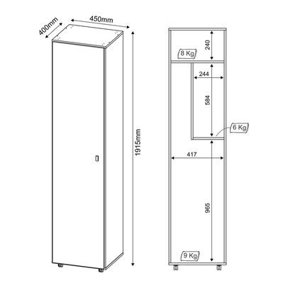 Armário Multiuso 1 Porta Am3100 Branco - Tecno Mobili