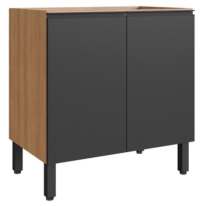 Armário de Cozinha 80 Cm 2 Portas 1 Prateleira Montana/Grafite - Quiditá Móveis