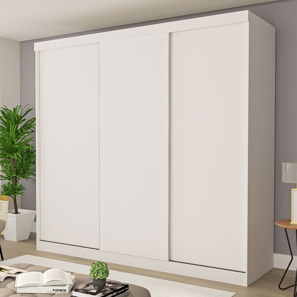 Guarda-Roupa Casal Itália 3 Portas 4 Gavetas de Correr Branco - Minastex