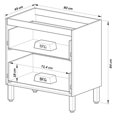 Armário de Cozinha 80 Cm 2 Gavetas Montana/Grafite - Quiditá Móveis