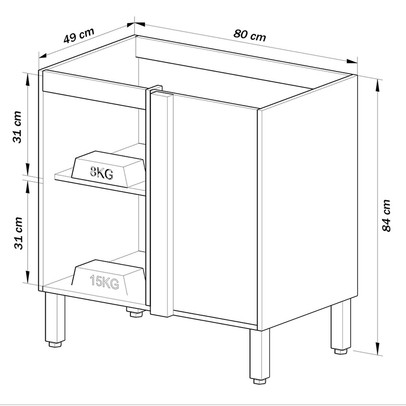 Armário de Cozinha de Canto 1 Porta 1 Prateleira Montana/Grafite - Quiditá Móveis
