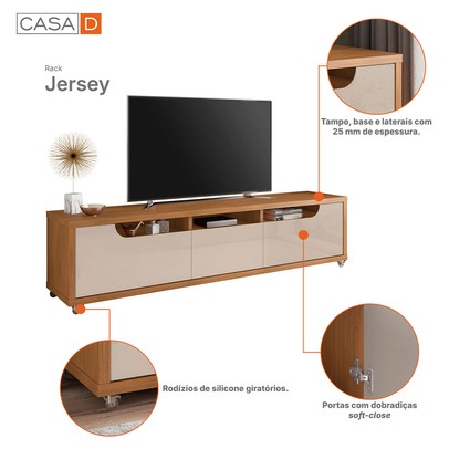 Rack para TV Até 60 Polegadas Jersey 2 Portas 1 Gaveta Cedro/Off White - Casa D