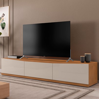 Rack para TV Até 60 Polegadas Eros 1,80 2 Portas 1 Gaveta Off White/Cedro - Casa D