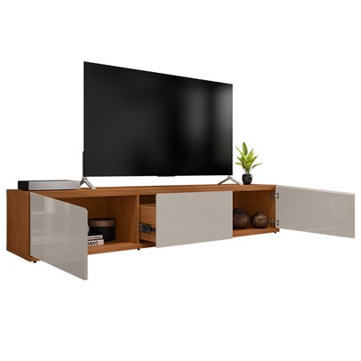 Rack para TV Até 60 Polegadas Eros 1,80 2 Portas 1 Gaveta Off White/Cedro - Casa D