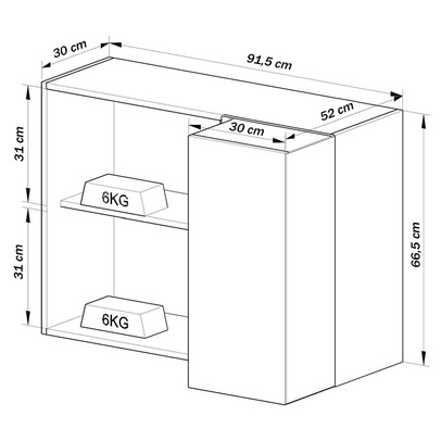 Armário Aéreo Cozinha de Canto 1 Porta 2 Prateleiras Montana/Fumê - Quiditá Móveis