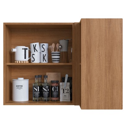 Armário Aéreo Cozinha de Canto 1 Porta 2 Prateleiras Montana/Fumê - Quiditá Móveis