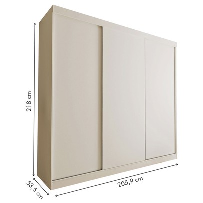 Guarda-Roupa Casal Cronos 3 Portas de Correr 4 Gavetas Branco - Minastex