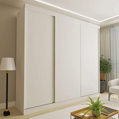 Guarda-Roupa Casal Cronos 3 Portas de Correr 4 Gavetas Branco - Minastex